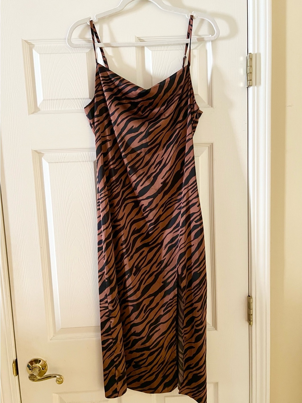 Brown & Black Zebra Slip Dress